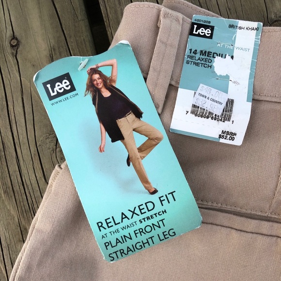 Lee Relaxed Fit Plain Front British Khaki 14 - Picture 3 of 6